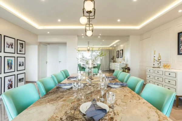 Modern dining room designed by Zenvia Studio in Gurgaon