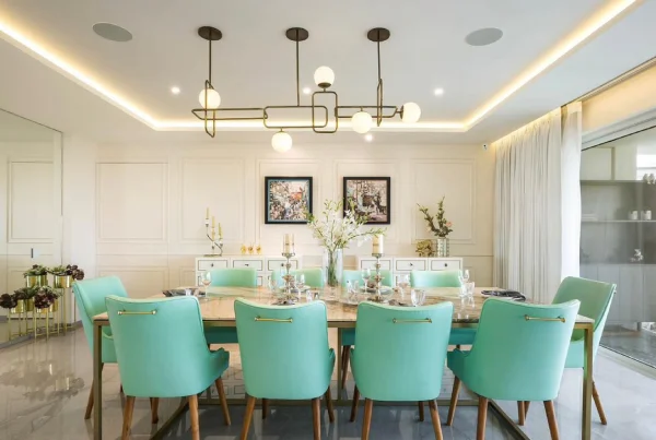 Modern dining room designed by Zenvia Studio in Gurgaon
