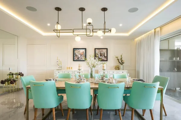 Modern dining room designed by Zenvia Studio in Gurgaon